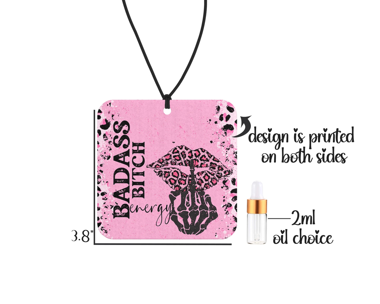 Badass Bitch Energy Air Freshener, Felt Car Freshener, Small Spaces Hanging Diffuser