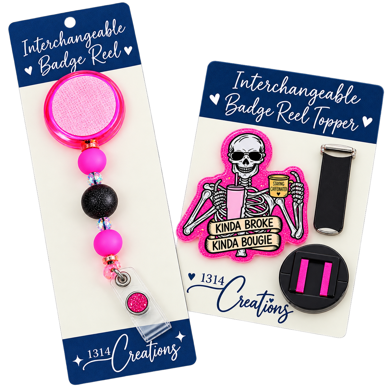 Broke, Bougie & Clocked | Interchangeable Beaded Badge Reel