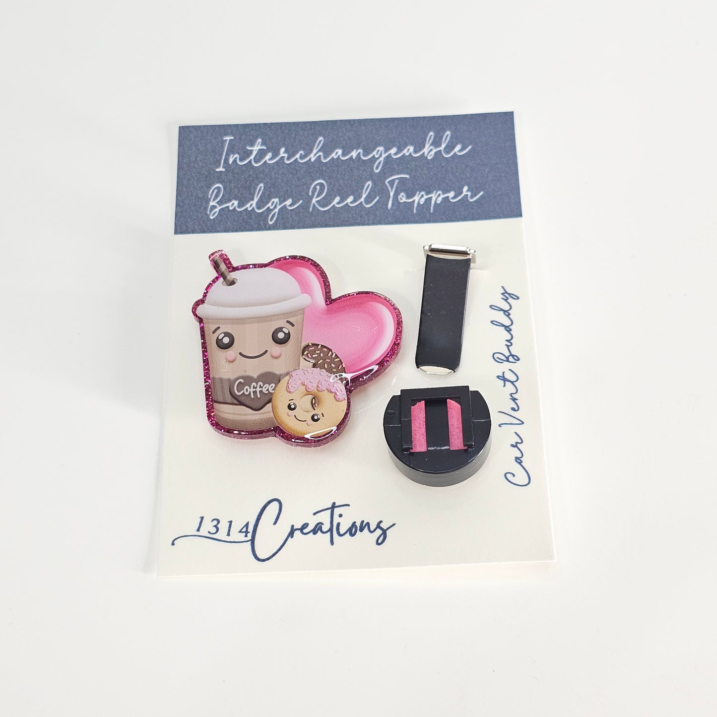 Delicious Delights Interchangeable Badge Reel - Iced Coffee And Sprinkle Donut Badge Reel Clip - Beaded Badge Reel For Work