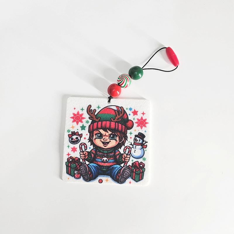 Let's Be Friends Air Freshener, Christmas Themed Hanging Diffuser, Gift For Horror Movie Lovers