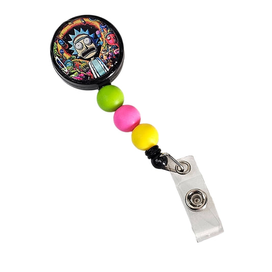 Mad Scientist badge reel angled right with clear ID attachment