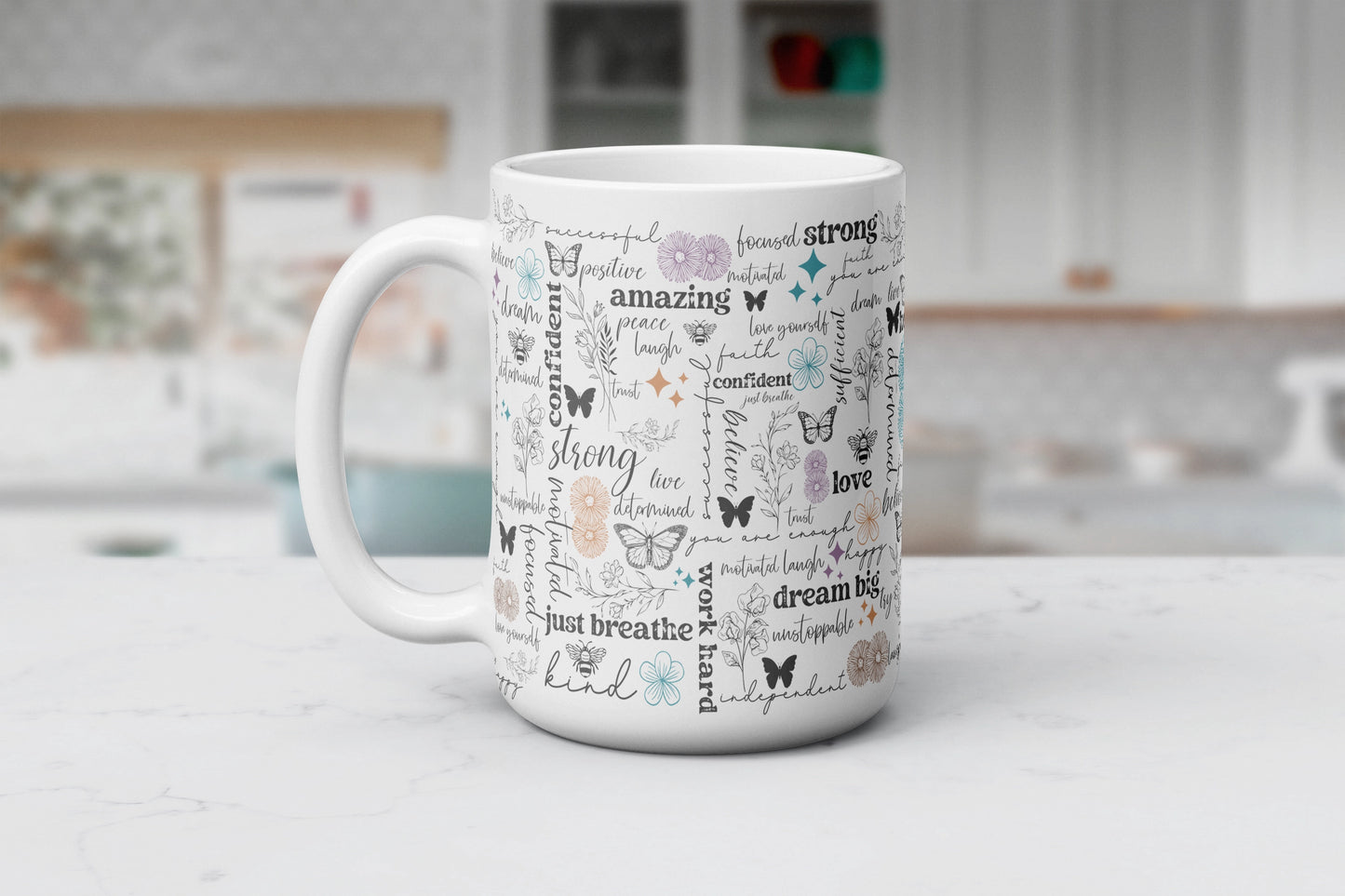 Magic of Positivity Affirmations Mug – Sip, Smile, and Soar with Every Moment, Inspirational Coffee Cup, Self Care Gift For Butterfly Lovers