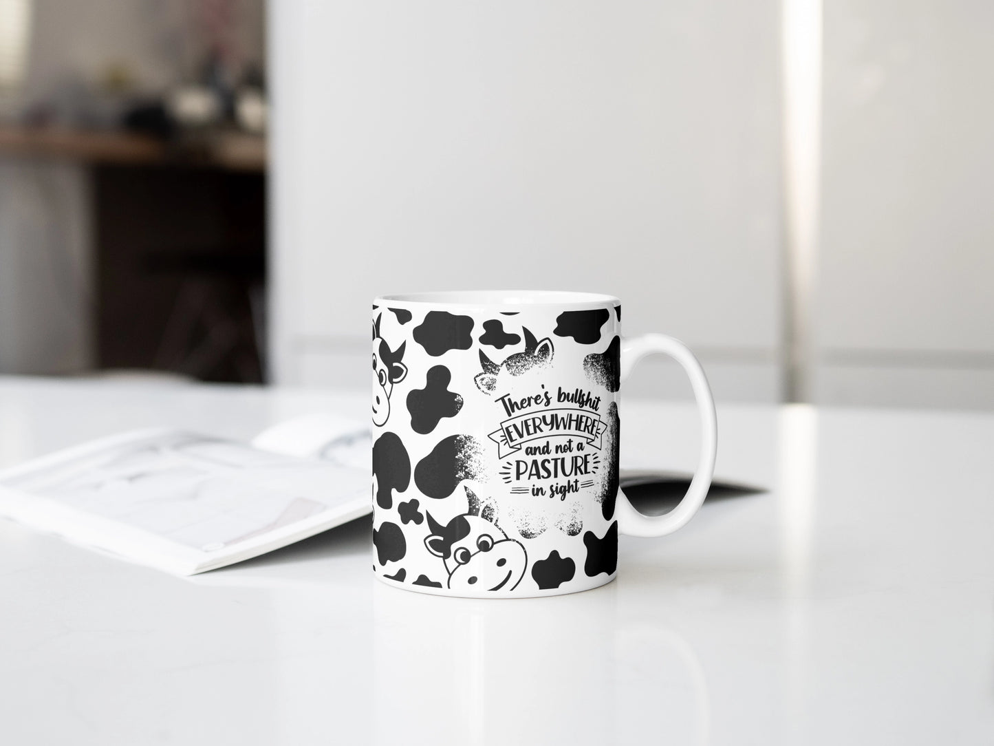 No Bull, Just Brew – The Ultimate Cow-Themed Coffee Mug!, Funny Cow Print Coffee Cup, Cute Gift For Cow Lovers, Sassy Mug For Hot Tea