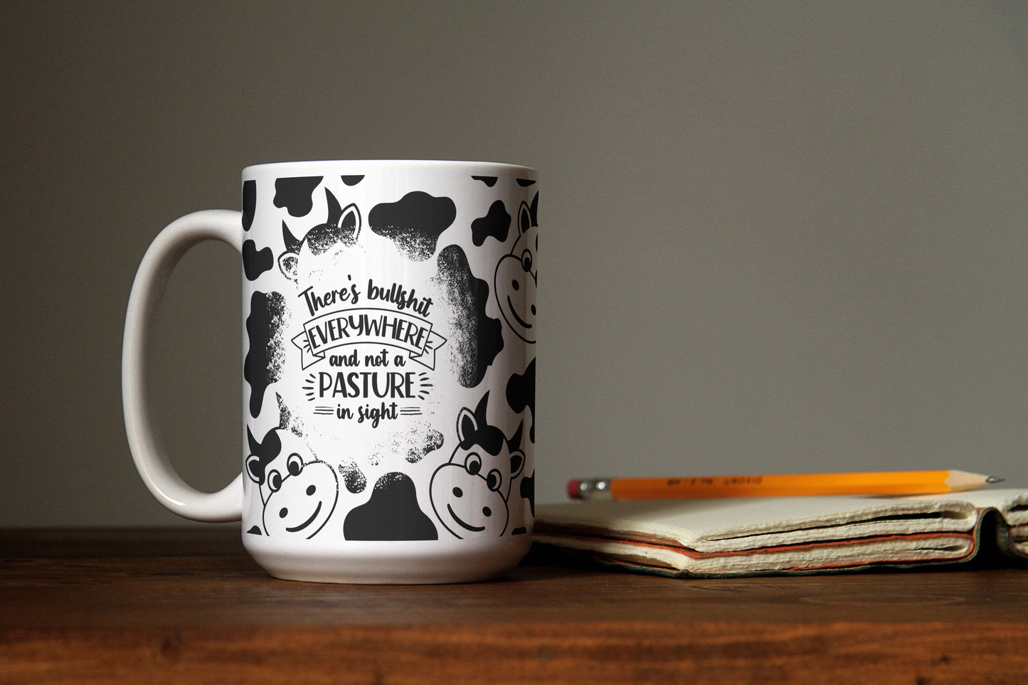 No Bull, Just Brew – The Ultimate Cow-Themed Coffee Mug!, Funny Cow Print Coffee Cup, Cute Gift For Cow Lovers, Sassy Mug For Hot Tea