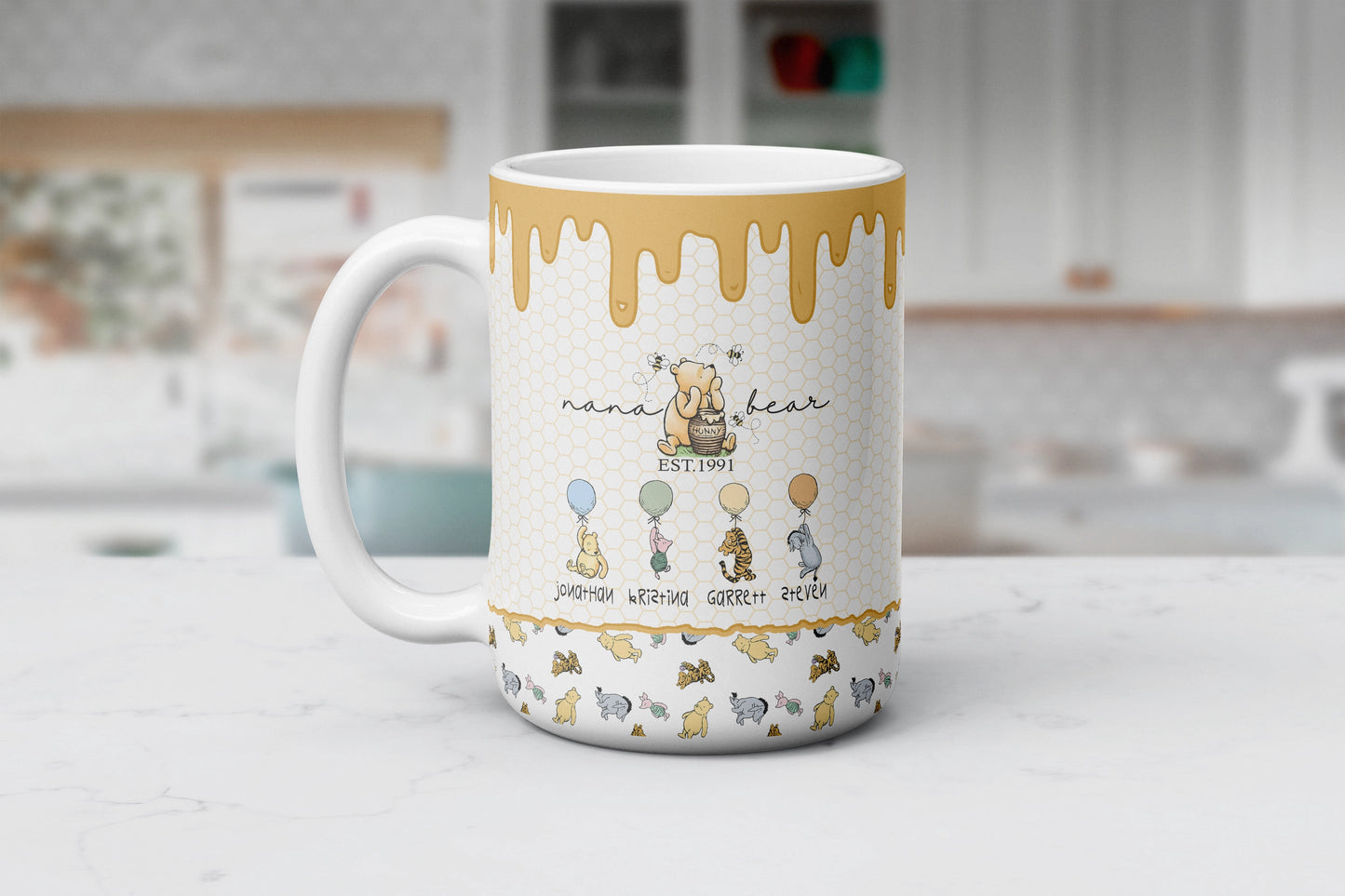 Personalized Nana Mug – Classic Pooh Charm & Grandkid Love!, Custom Grandmother Coffee Cup, Birthday Gift For Classic Pooh Lovers