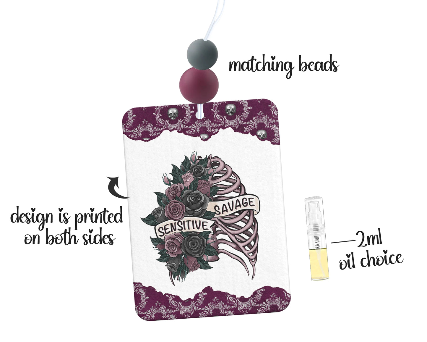 Sensitive Savage Air Freshener, Gothic Car Felt Freshener, Hanging Felt Oil Diffuser