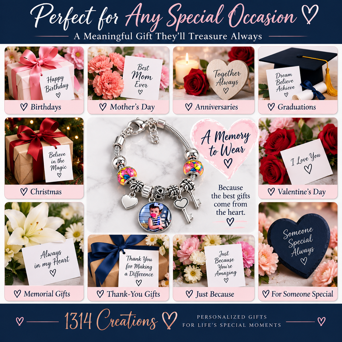 The Key to My Heart | Personalized Photo Charm Bracelet