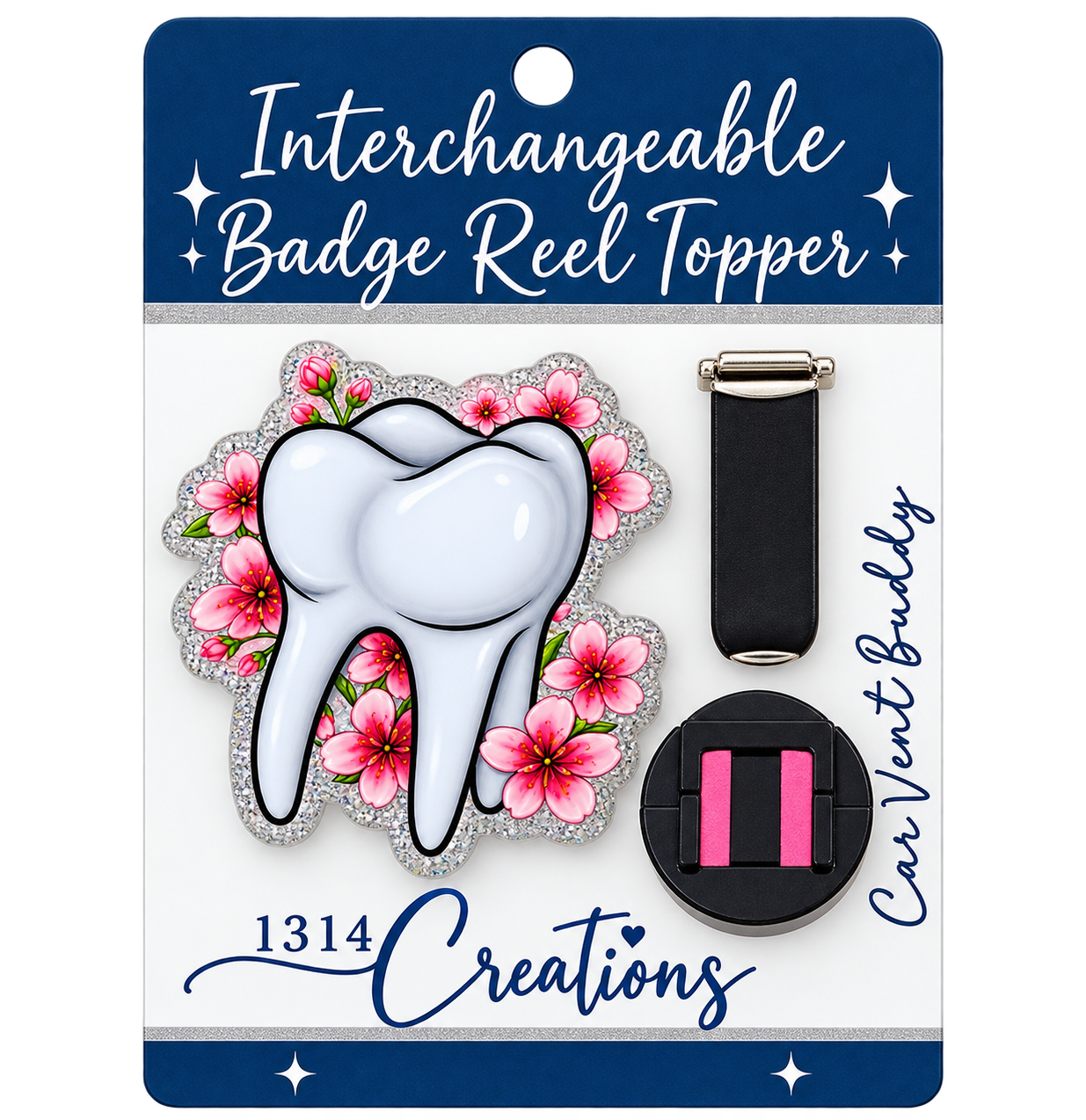 Flossin’ & Fabulous | Badge Reel Topper, Beaded Reel & Car Vent Buddy