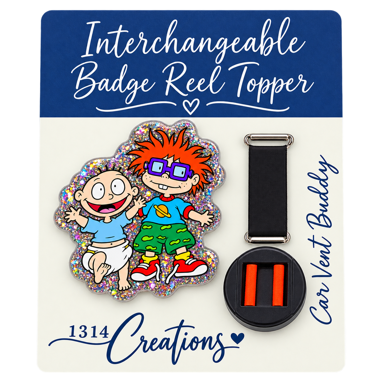 Tiny Trouble, Big Workday | Interchangeable Badge Reel Topper & Beaded Badge Reel