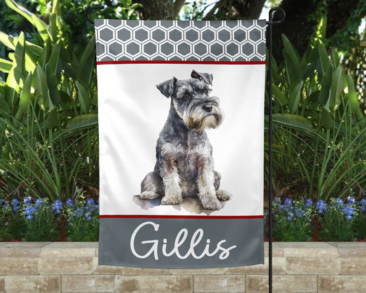 Whiskers & Wags SchnauzerGarden Flag - Personalized Outdoor Yard Decor - Dog Lover Gift