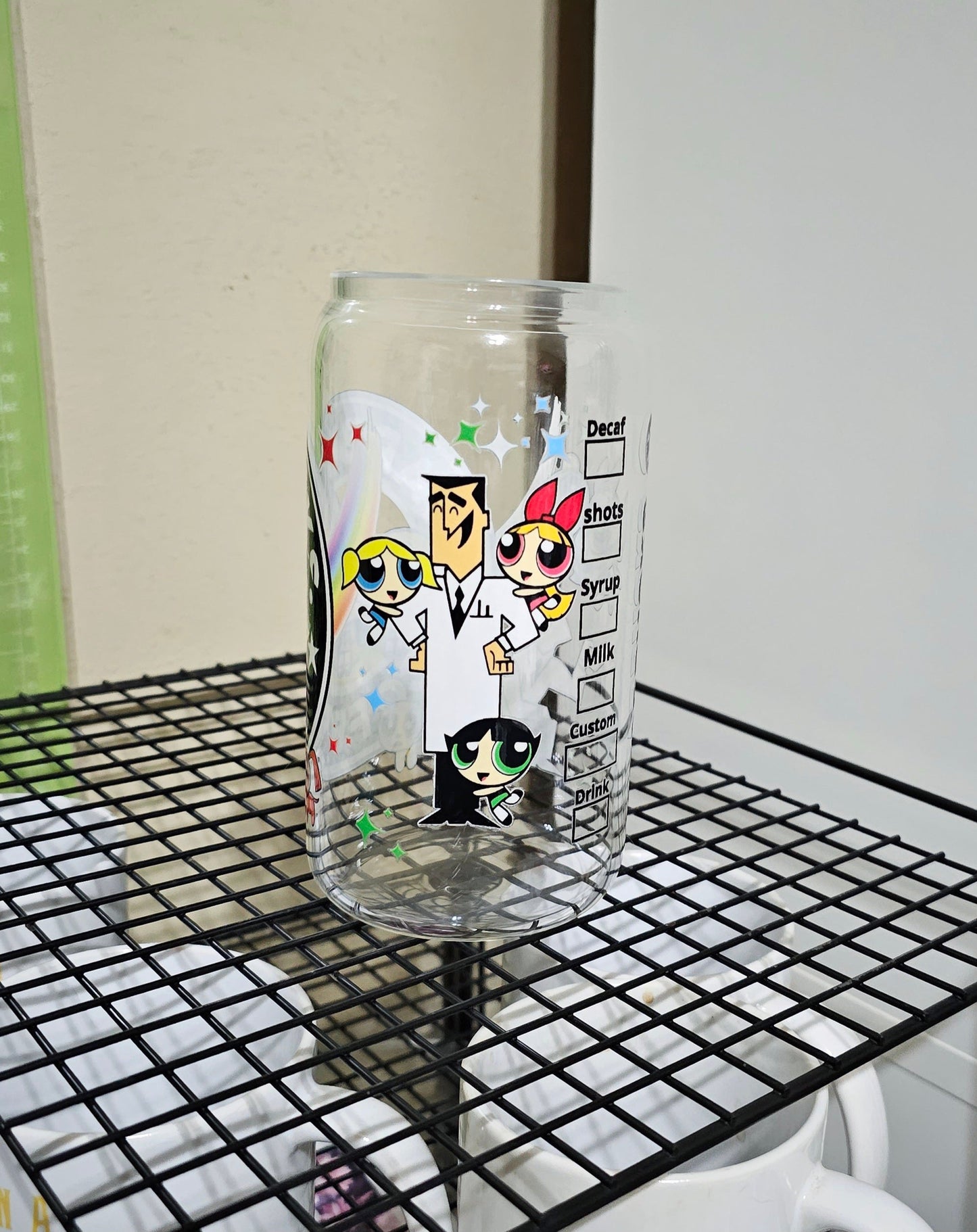 Radically Retro Superheros Tumbler - 16oz Glass Can Tumbler With Straw - Girl Power Libbey Glass Tumbler Cup