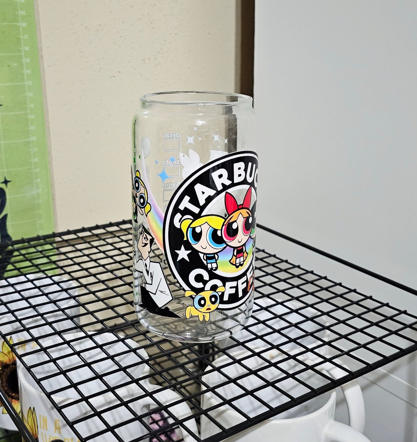 Radically Retro Superheros Tumbler - 16oz Glass Can Tumbler With Straw - Girl Power Libbey Glass Tumbler Cup