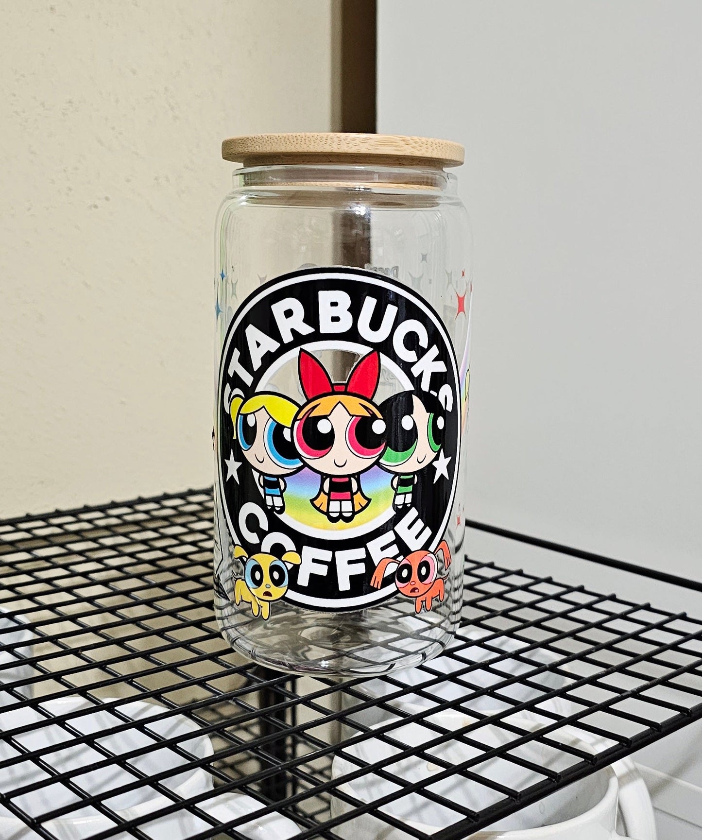 Radically Retro Superheros Tumbler - 16oz Glass Can Tumbler With Straw - Girl Power Libbey Glass Tumbler Cup