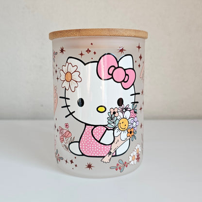 Purrfectly Frosted Kitty Mug, Cute Cartoon Kitty Glass Coffee Mug, Kawaii Kitty Glass Mug Tumbler, Gift For her