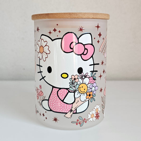 Purrfectly Frosted Kitty Mug, Cute Cartoon Kitty Glass Coffee Mug, Kawaii Kitty Glass Mug Tumbler, Gift For her