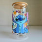 Cosmic Blooms Tumbler - 16oz Blue Alien Glass Tumbler With Straw - Cute Libbey Glass Tumbler Cup