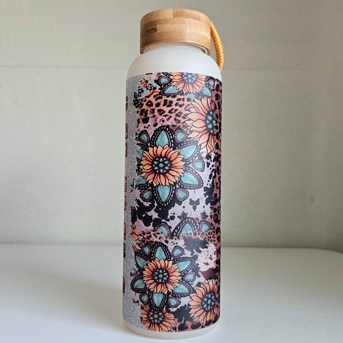 Blessed Mama Water Bottle / Glass Water Bottle With Bamboo Lid / Gift For Mom