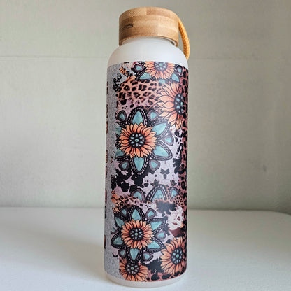 Blessed Mama Water Bottle / Glass Water Bottle With Bamboo Lid / Gift For Mom