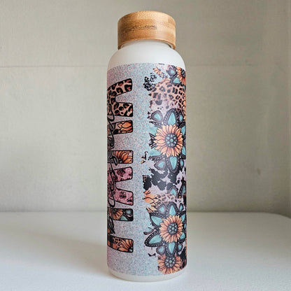 Blessed Mama Water Bottle / Glass Water Bottle With Bamboo Lid / Gift For Mom