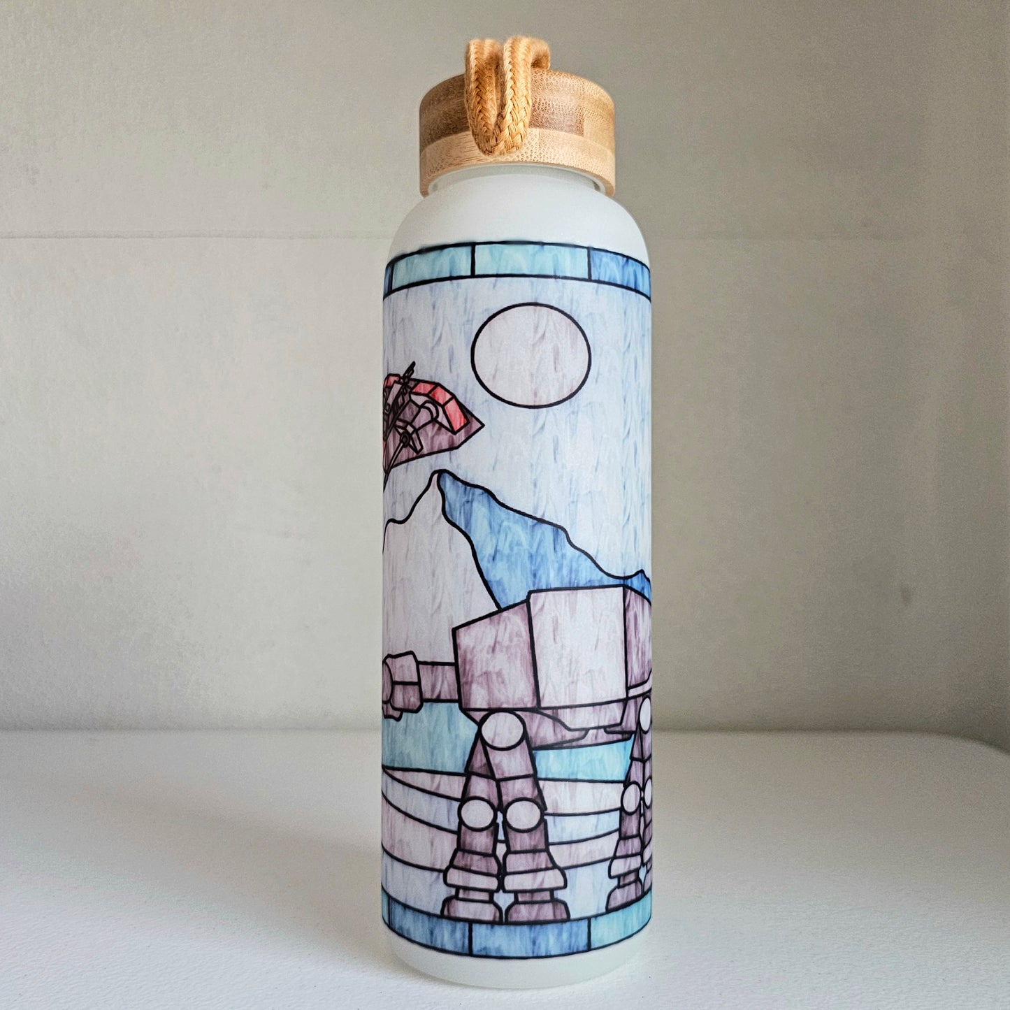 Galactic Skies Glass Water Bottle / Glass Water Bottle With Bamboo Lid / Gift For Space Fans