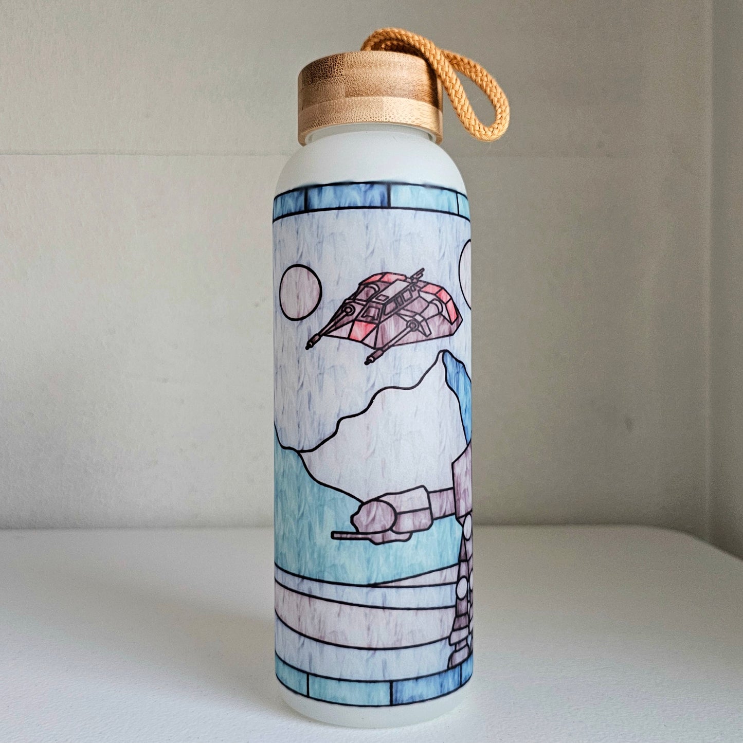 Galactic Skies Glass Water Bottle / Glass Water Bottle With Bamboo Lid / Gift For Space Fans