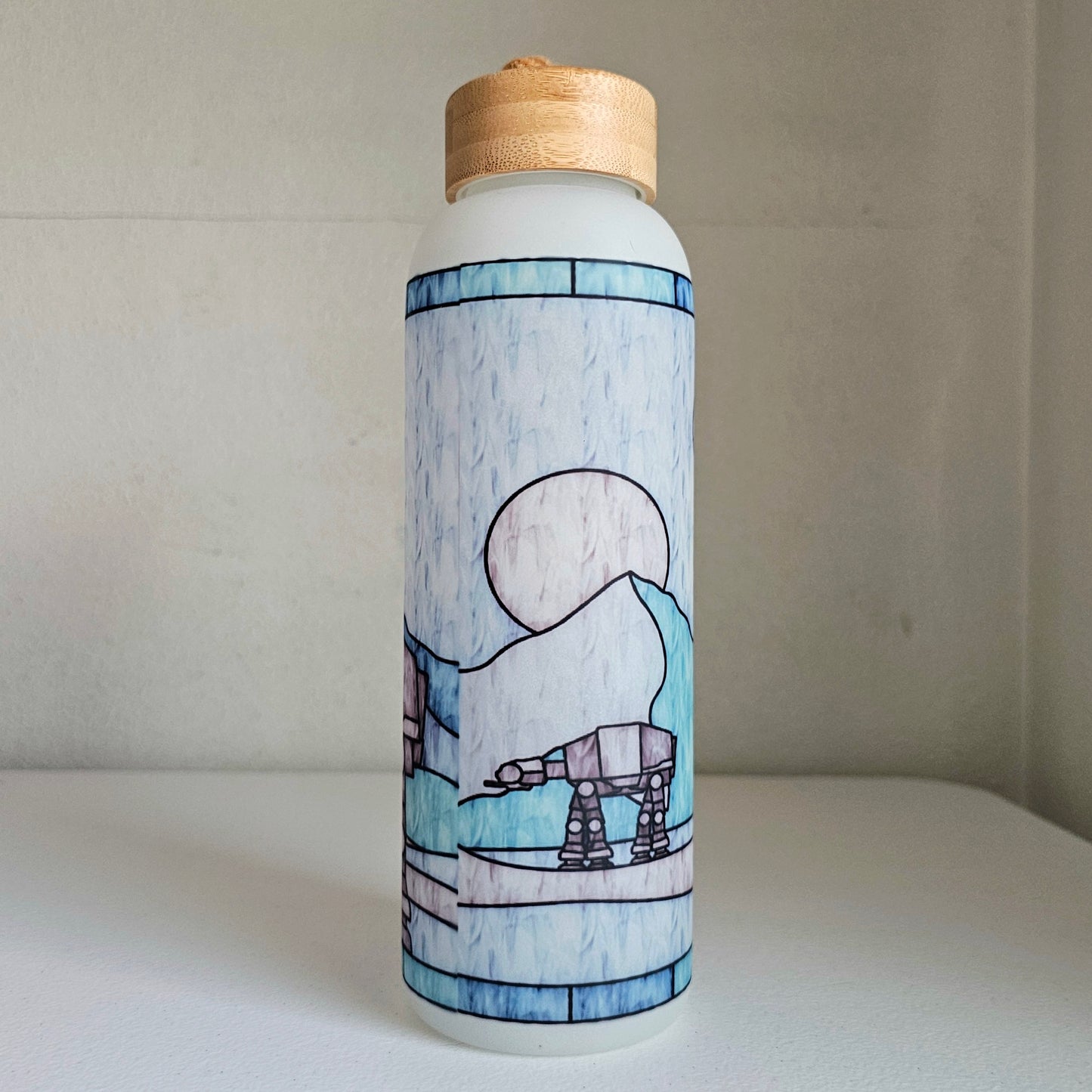 Galactic Skies Glass Water Bottle / Glass Water Bottle With Bamboo Lid / Gift For Space Fans