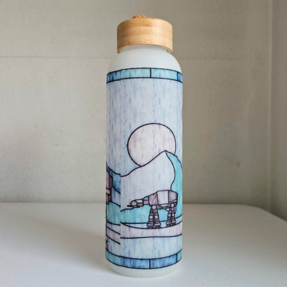 Galactic Skies Glass Water Bottle / Glass Water Bottle With Bamboo Lid / Gift For Space Fans