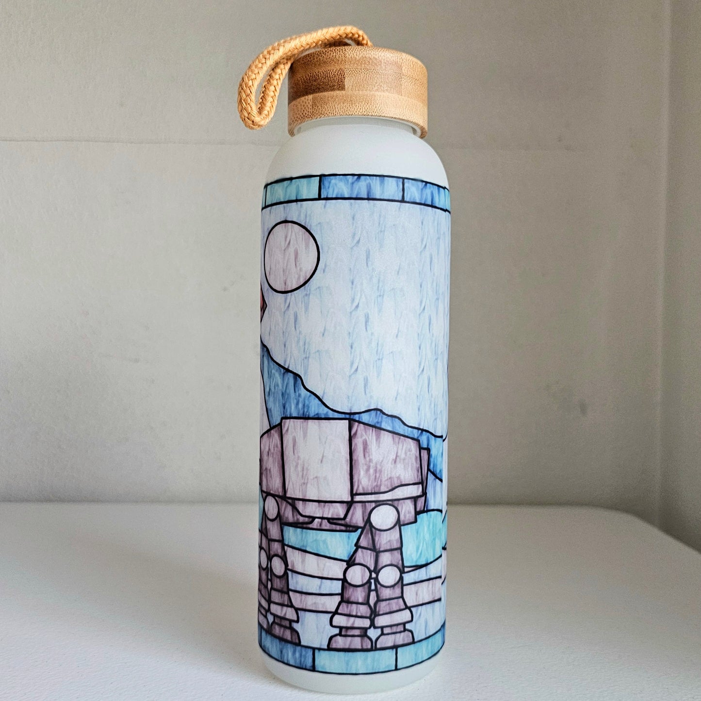 Galactic Skies Glass Water Bottle / Glass Water Bottle With Bamboo Lid / Gift For Space Fans