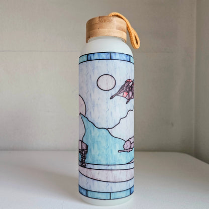 Galactic Skies Glass Water Bottle / Glass Water Bottle With Bamboo Lid / Gift For Space Fans