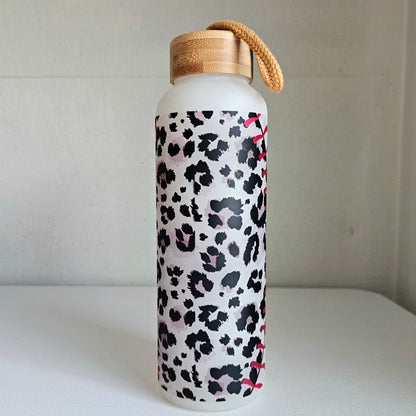 Baseball Mom Water Bottle / Sports Mama Travel Tumbler / Leopard Print Glass Water Bottle / Gift for Mom