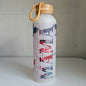 Mama Water Bottle / Floral Glass Water Bottle With Bamboo Lid / Gift For Mom