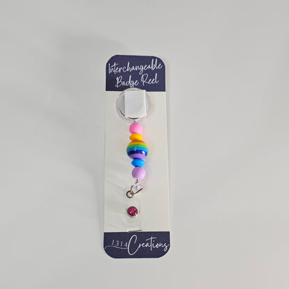 Rainbow Beaded Interchangeable Badge Reel Clip  - Cute Interchangeable Badge Reel Clip - Beaded Badge Reel For Work