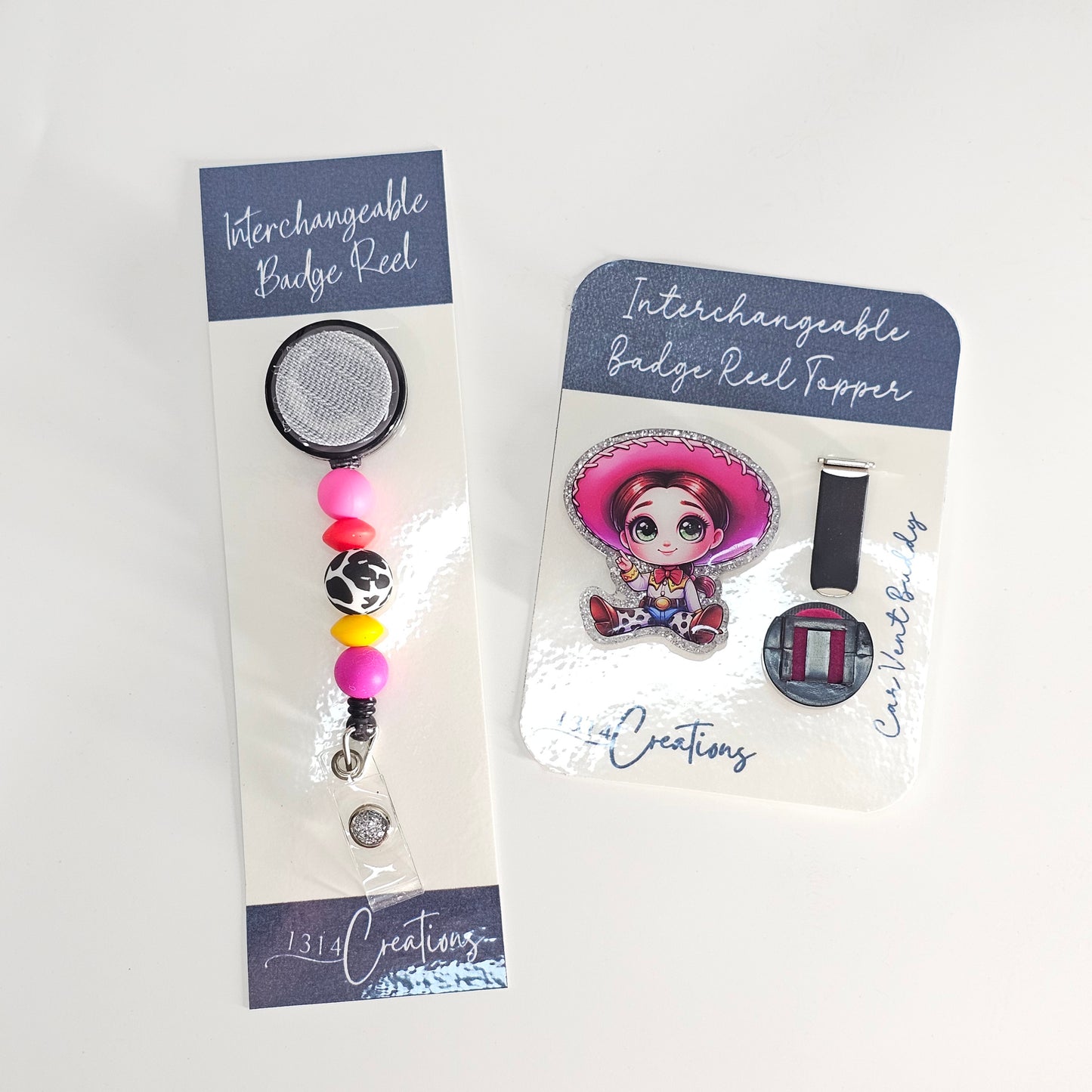 Cute Cowgirl Badge Reel Topper /  Cute Cartoon Car Vent Clip / Interchangeable Badge Reel For Work