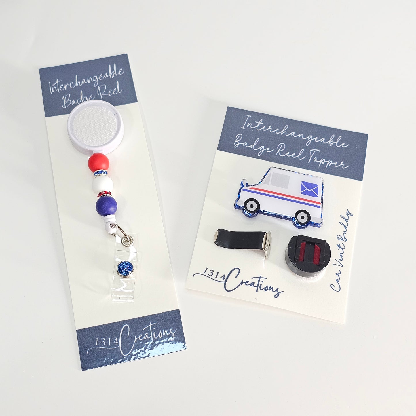 Red White And Blue Badge Reel  - Cute Interchangeable Badge Reel Clip - Beaded Badge Reel For Work