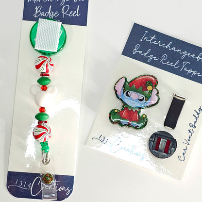 Galactic Gift Giver Badge Reel Topper /  Cute Christmas Elf Car Vent Clip / Interchangeable ID Holder For Work