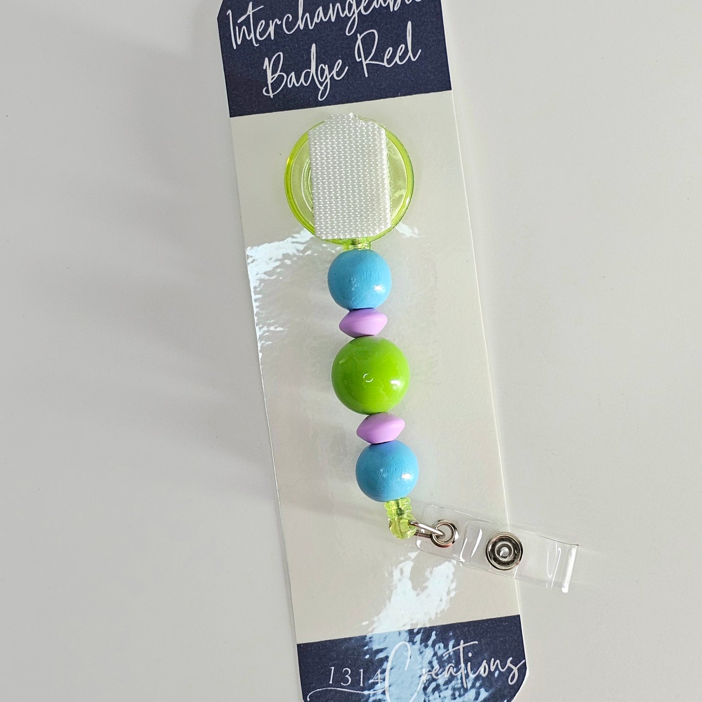 Vibrant Vibes Beaded Badge Reel  - Interchangeable Badge Reel Clip -  Cute ID Holder For Work