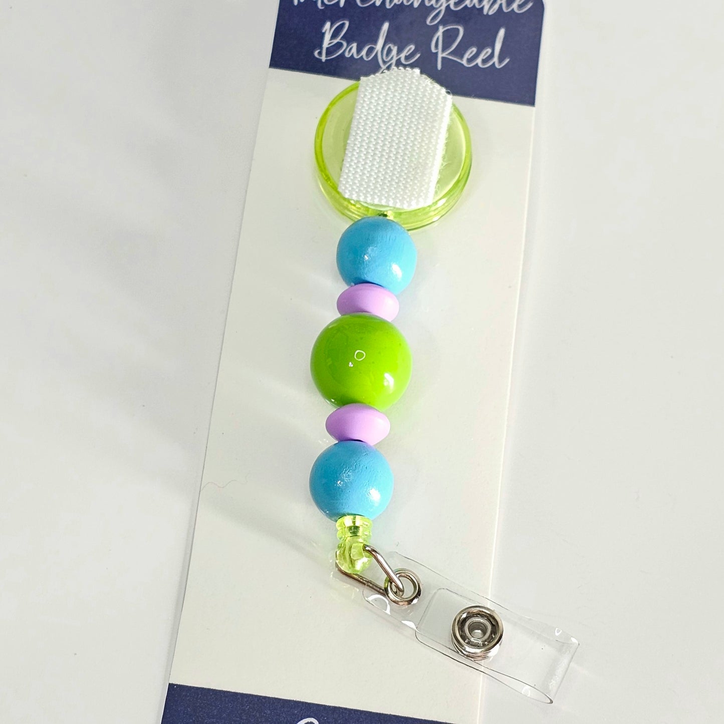 Vibrant Vibes Beaded Badge Reel  - Interchangeable Badge Reel Clip -  Cute ID Holder For Work