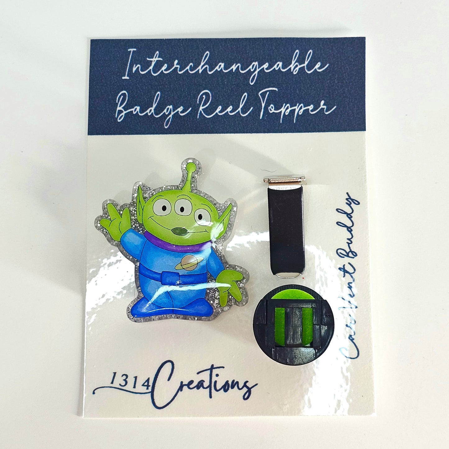 Galactic Grabber Beaded Badge Reel Topper /  Alien Car Vent Clip / Interchangeable ID Holder For Work