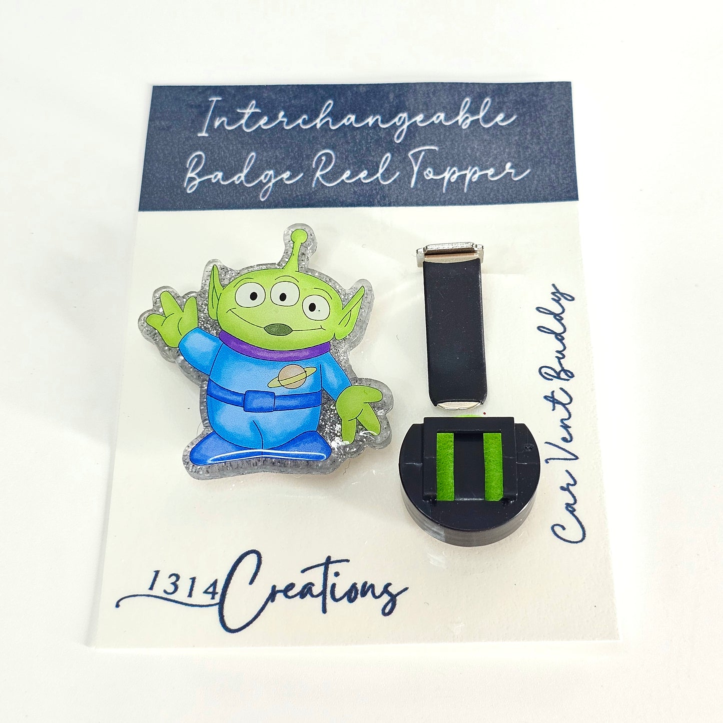 Galactic Grabber Beaded Badge Reel Topper /  Alien Car Vent Clip / Interchangeable ID Holder For Work