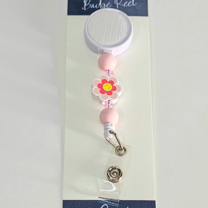 Flora Flair Beaded Badge Reel  - Interchangeable Badge Reel Clip -  Cute ID Holder For Work