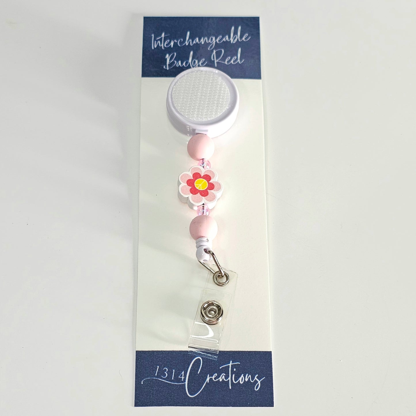 Flora Flair Beaded Badge Reel  - Interchangeable Badge Reel Clip -  Cute ID Holder For Work