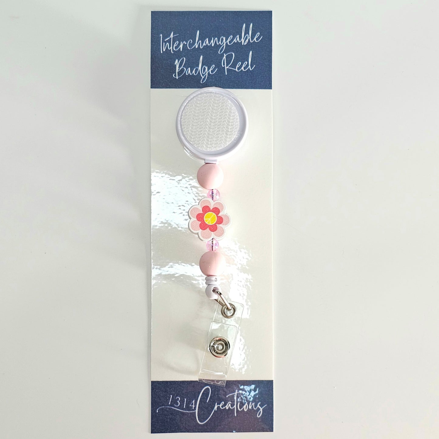 Flora Flair Beaded Badge Reel  - Interchangeable Badge Reel Clip -  Cute ID Holder For Work