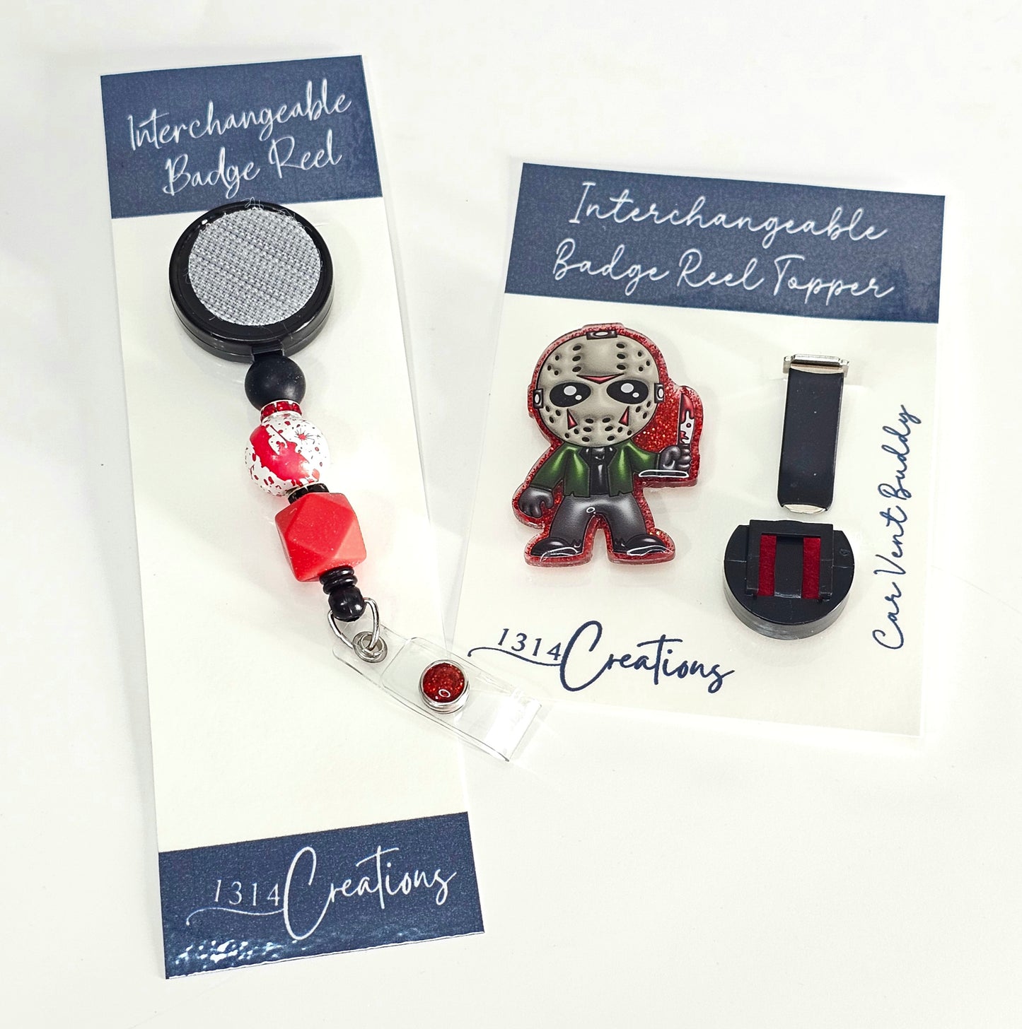 Bloody Brilliant Beaded Badge Reel  - Horror Insipred Interchangeable Badge Reel Clip -  Cute ID Holder For Work