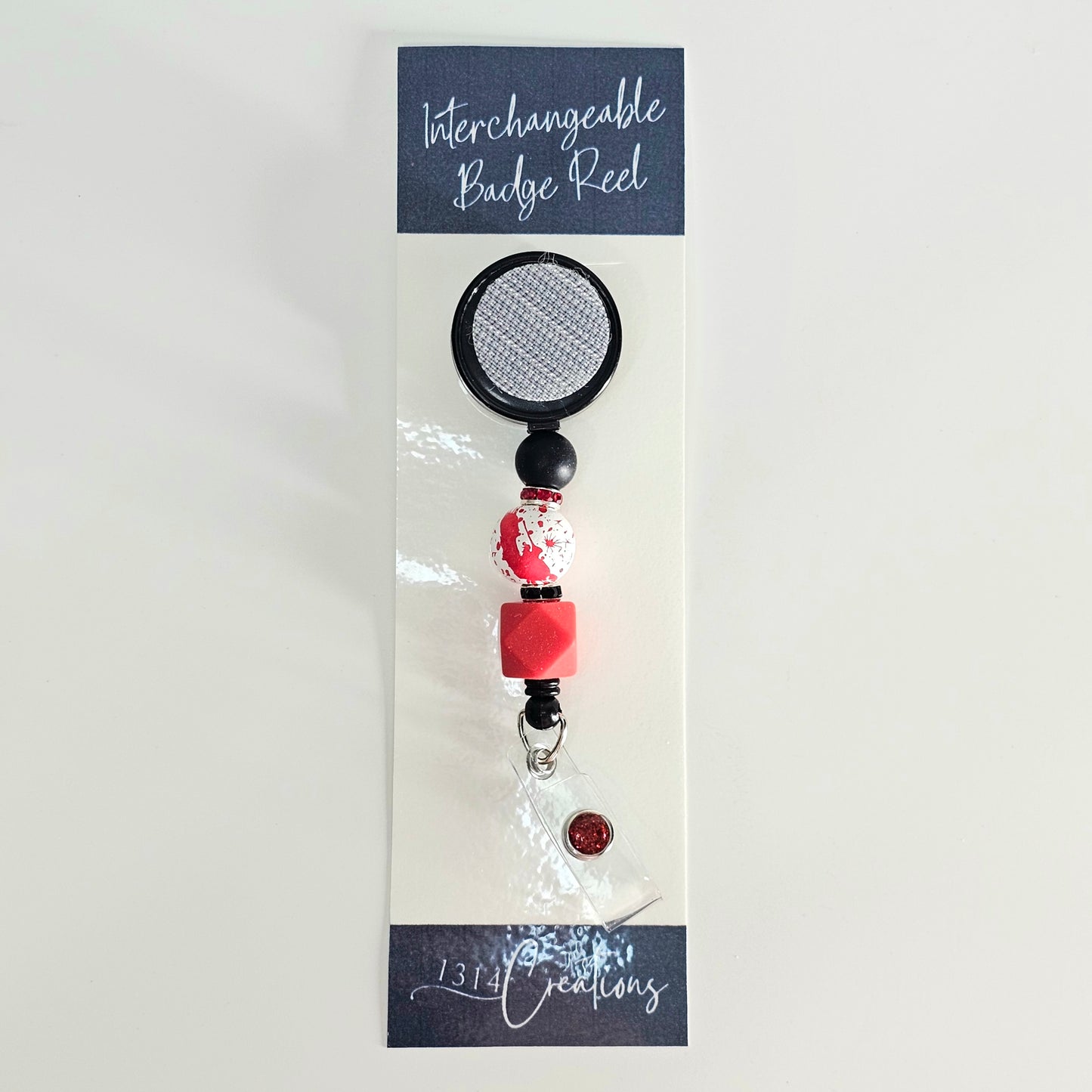 Bloody Brilliant Beaded Badge Reel  - Horror Insipred Interchangeable Badge Reel Clip -  Cute ID Holder For Work