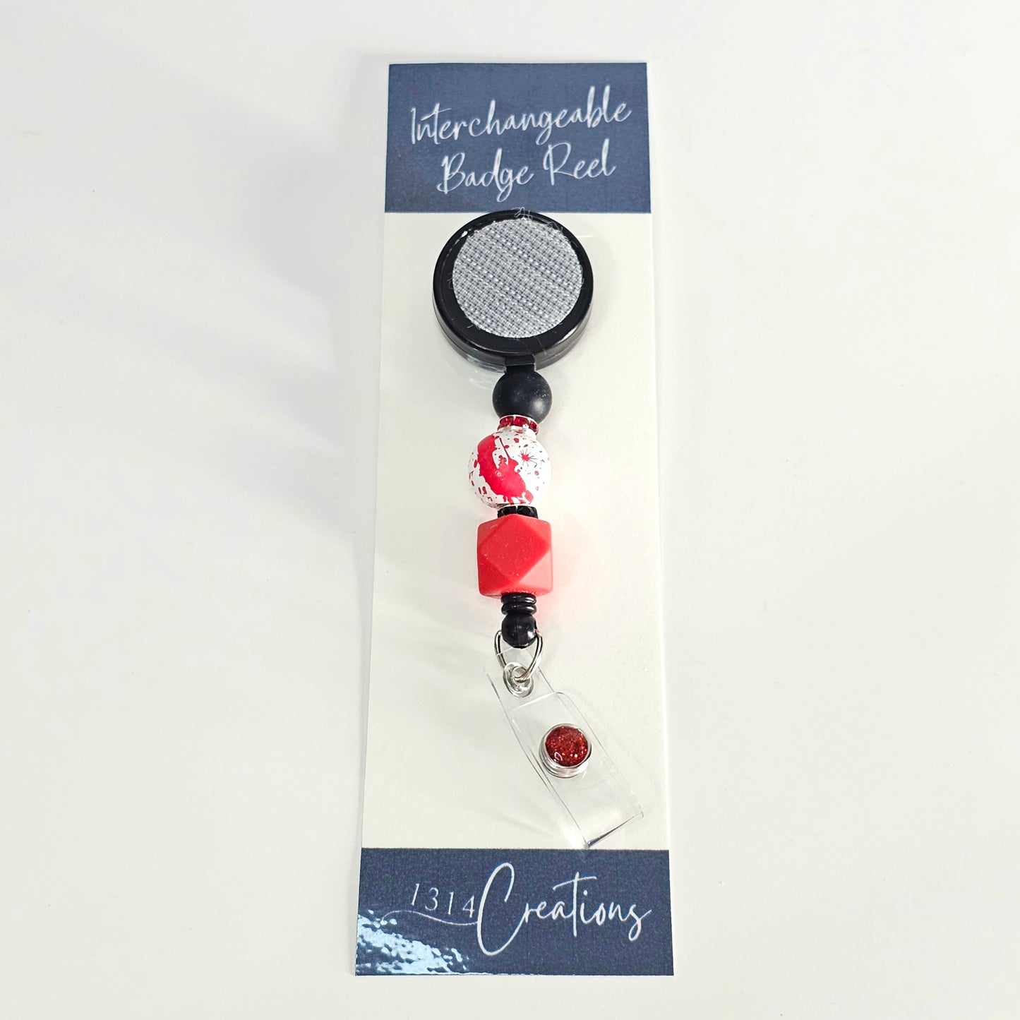 Bloody Brilliant Beaded Badge Reel  - Horror Insipred Interchangeable Badge Reel Clip -  Cute ID Holder For Work