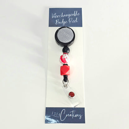 Bloody Brilliant Beaded Badge Reel  - Horror Insipred Interchangeable Badge Reel Clip -  Cute ID Holder For Work