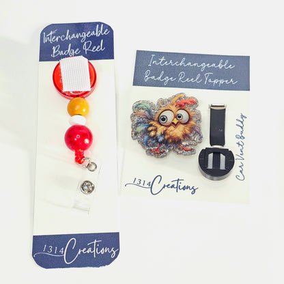 Chicken Badge Reel Topper /  Cute Car Vent Clip / Interchangeable ID Holder For Work