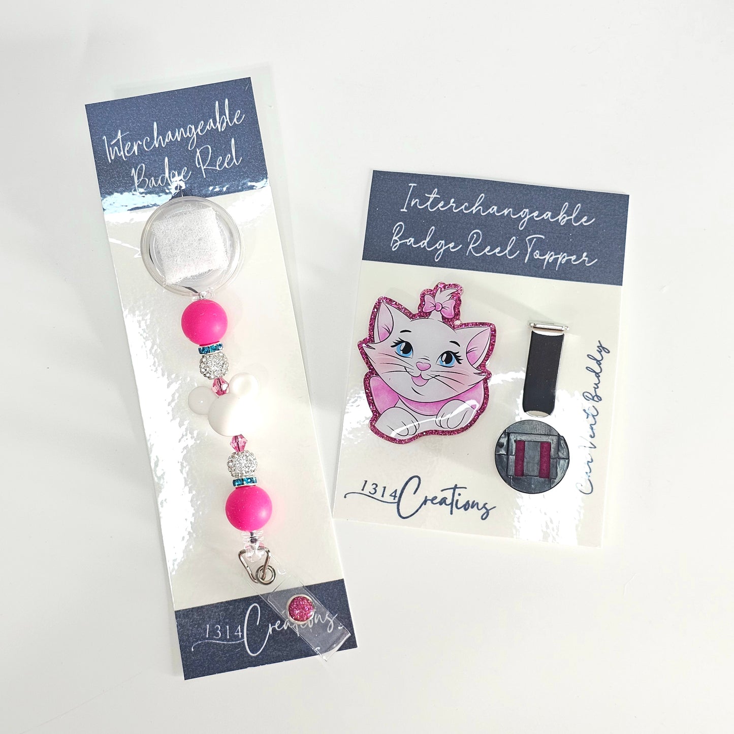 Belle Of The Bow Badge Reel Topper /  Cute Cat Car Vent Clip / Interchangeable ID Holder For Work