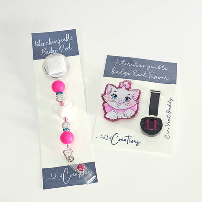 Belle Of The Bow Badge Reel Topper /  Cute Cat Car Vent Clip / Interchangeable ID Holder For Work