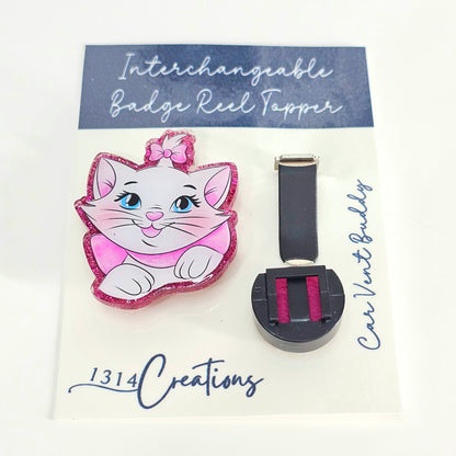 Belle Of The Bow Badge Reel Topper /  Cute Cat Car Vent Clip / Interchangeable ID Holder For Work